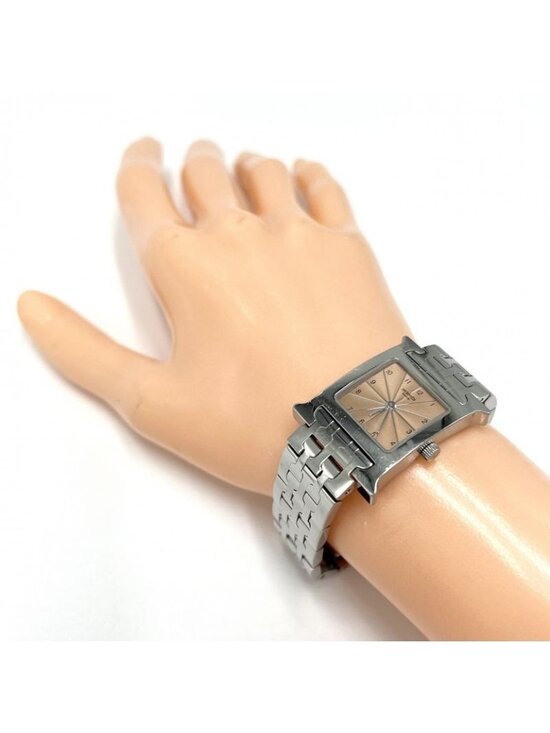 Hermes Watch H QZ Guilloche Dial Battery Operated SS